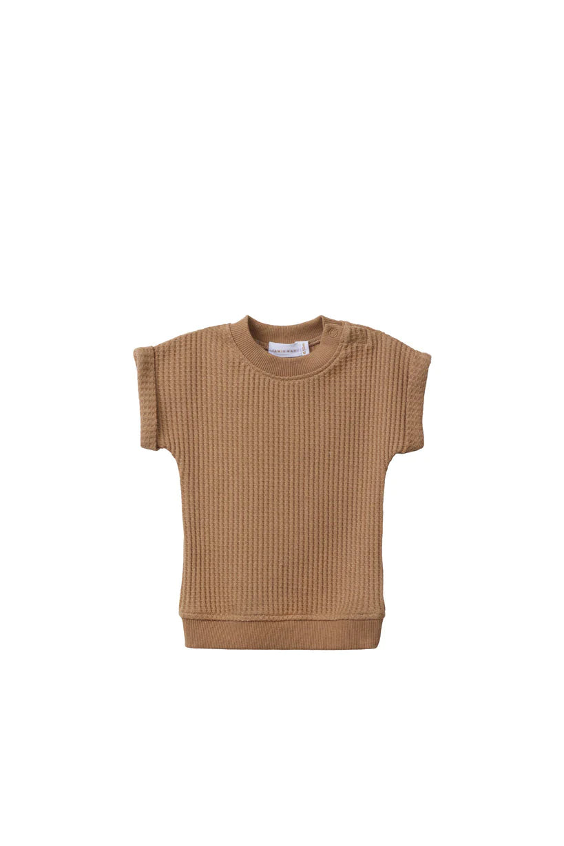 JAMIE KAY- NOAH ORGANIC COTTON WAFFLE TOP IN CINNAMON