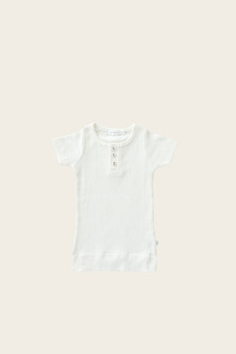 JAMIE KAY- ORGANIC ESSENTIAL HENLEY TEE IN MILK WHITE