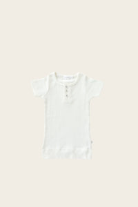 JAMIE KAY- ORGANIC ESSENTIAL HENLEY TEE IN MILK WHITE