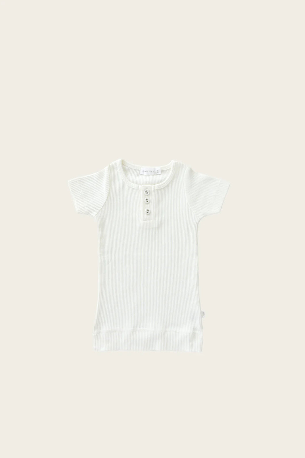 JAMIE KAY- ORGANIC ESSENTIAL HENLEY TEE IN MILK WHITE