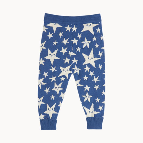 THE BONNIE MOB-LEGACY STAR KNIT TROUSERS IN NAVY