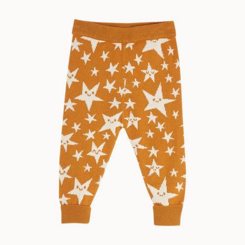 THE BONNIE MOB-LEGACY STAR KNIT TROUSERS IN GINGER