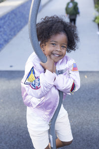 UP & AWAY- GIRLS MA-1 FLIGHT PINK BOMBER JACKET