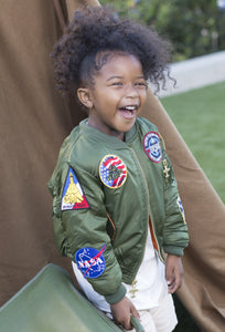 UP & AWAY- GREEN UNISEX MA-1 FLIGHT BOMBER JACKET