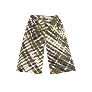 OMAMIMINI- KIDS WIDE PULL-ON PANTS IN OLIVE/PLAID