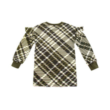 OMAMIMINI- PLAID RUFFLE TERRY DRESS IN OLIVE