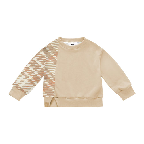 OMAMIMINI- PLAID SWEATSHIRT IN BEIGE
