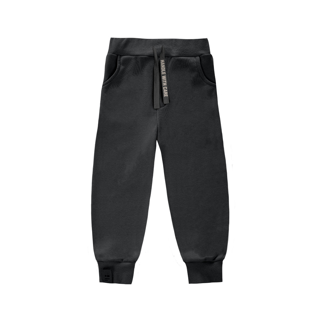 OMAMIMINI- KIDS TERRY JOGGERS IN VINTAGE BLACK