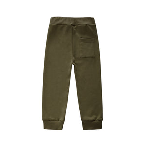 OMAMIMINI- KIDS TERRY JOGGERS IN VINTAGE OLIVE
