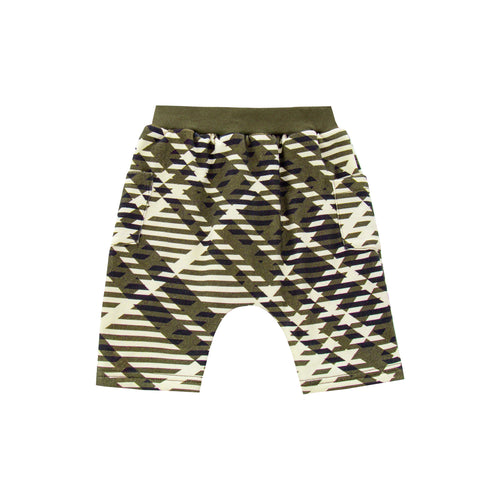OMAMIMINI- BABY PLAID HAREM PANTS IN OLIVE