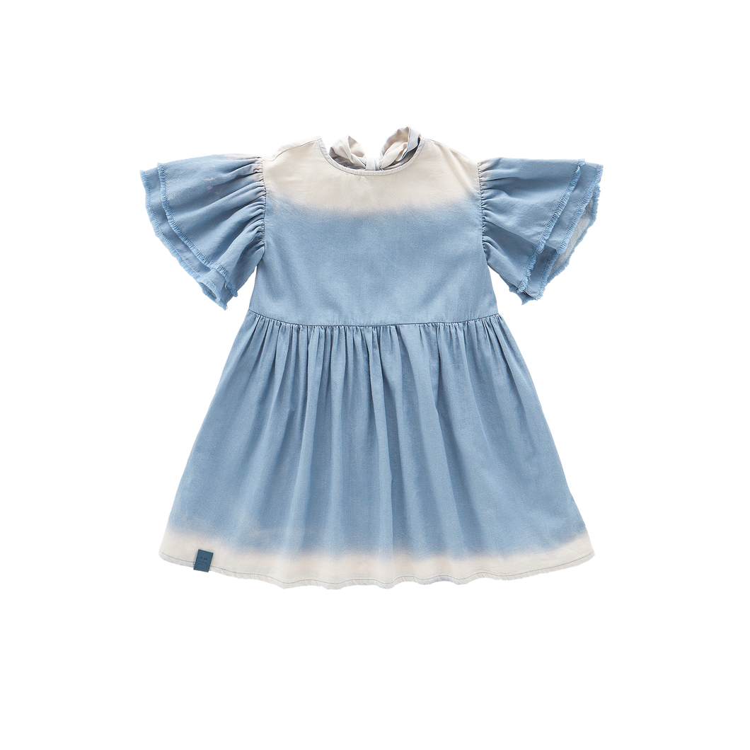 OMAMIMINI- FIT & FLARE DENIM DRESS IN BLUE CHAMBRAY