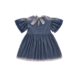 OMAMIMINI- FIT & FLARE DENIM DRESS IN NAVY