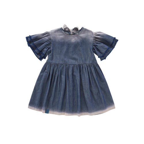 OMAMIMINI- FIT & FLARE DENIM DRESS IN NAVY