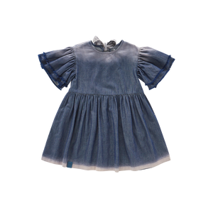 OMAMIMINI- FIT & FLARE DENIM DRESS IN NAVY