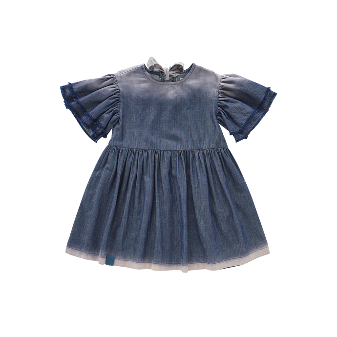 OMAMIMINI- FIT & FLARE DENIM DRESS IN NAVY