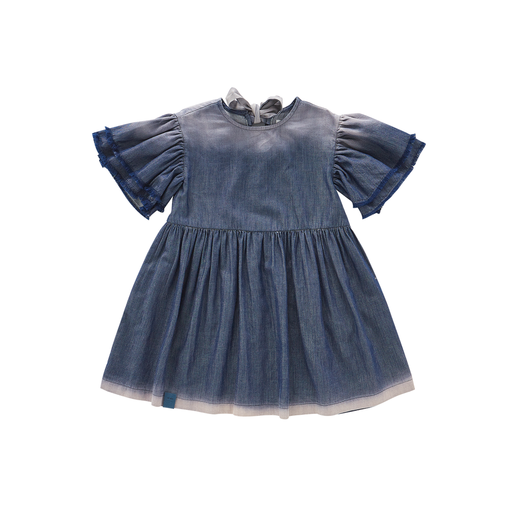 OMAMIMINI- FIT & FLARE DENIM DRESS IN NAVY