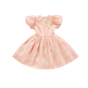 OMAMIMINI- FIT & FLARE DRESS WITH PUFF SLEEVES IN PINK