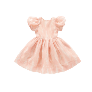 OMAMIMINI- FIT & FLARE DRESS WITH PUFF SLEEVES IN PINK