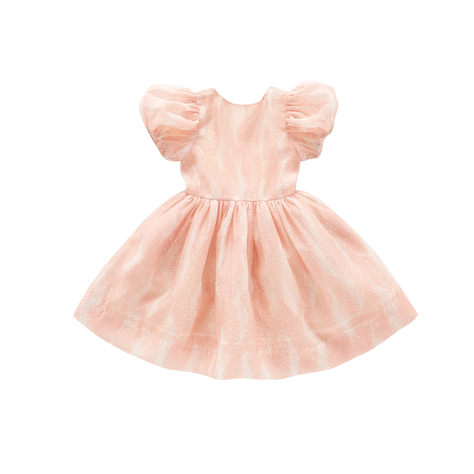 OMAMIMINI- FIT & FLARE DRESS WITH PUFF SLEEVES IN PINK