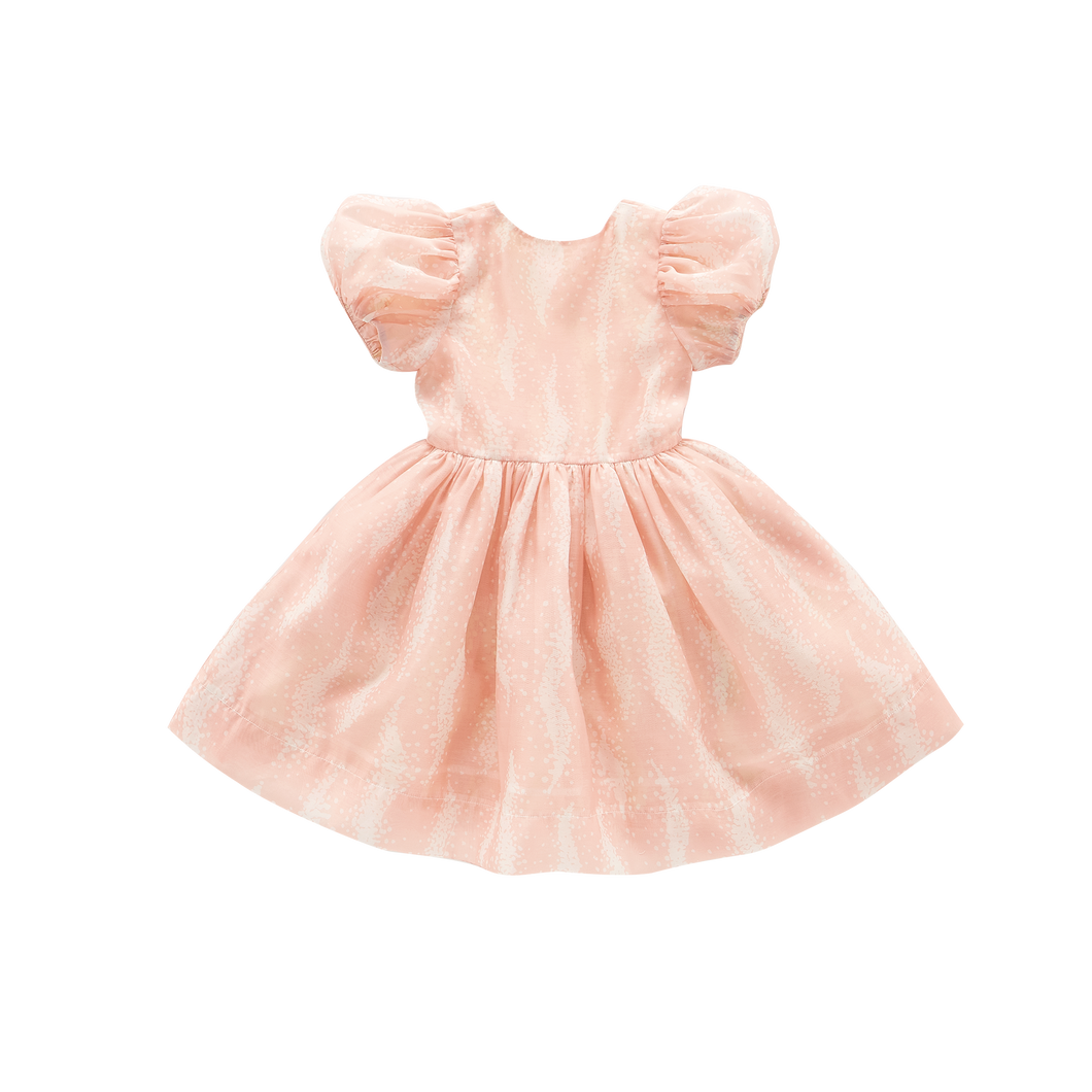 OMAMIMINI- FIT & FLARE DRESS WITH PUFF SLEEVES IN PINK