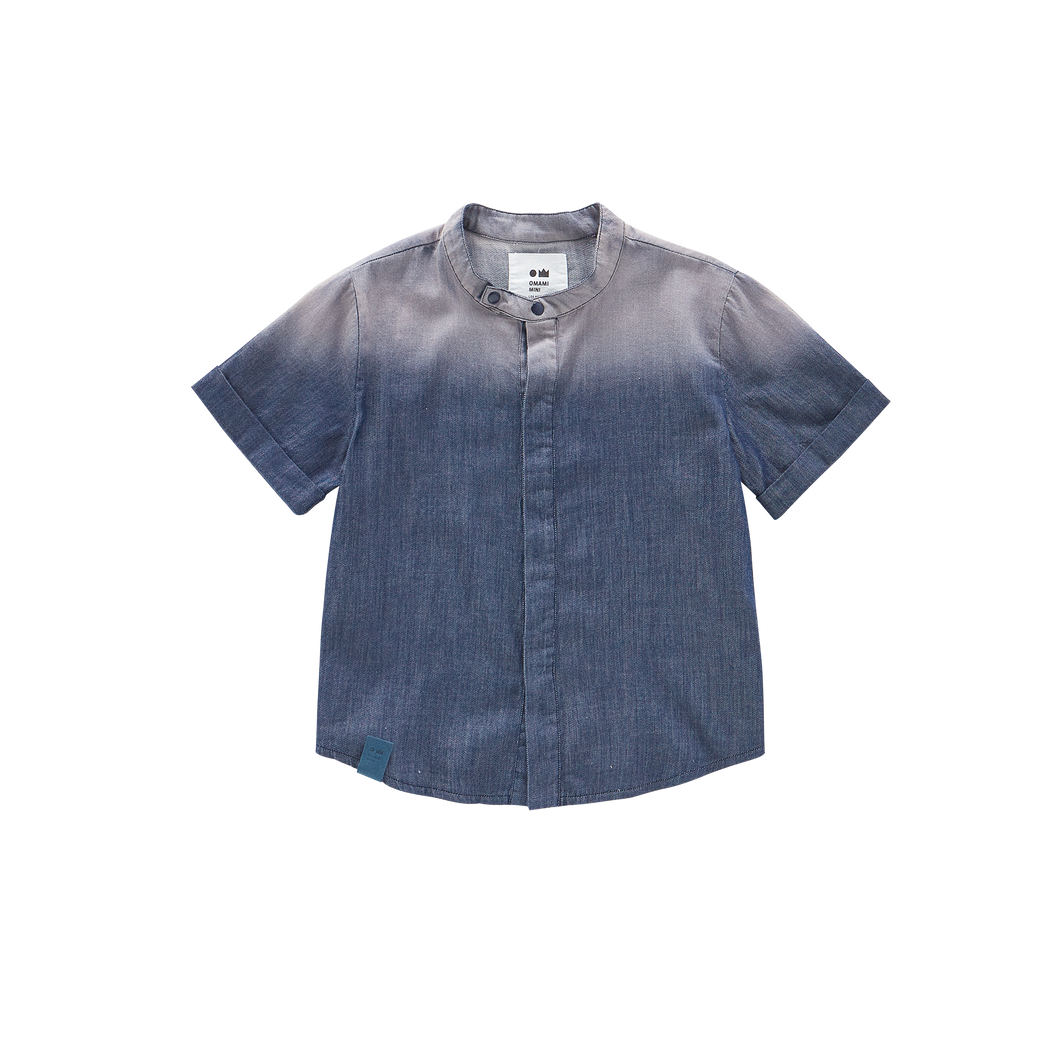 OMAMIMINI- DENIM BUTTON UP SHIRT IN NAVY
