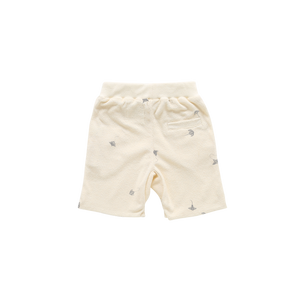OMAMIMINI- CREAM PRINTED TERRY CLOTH SHORTS