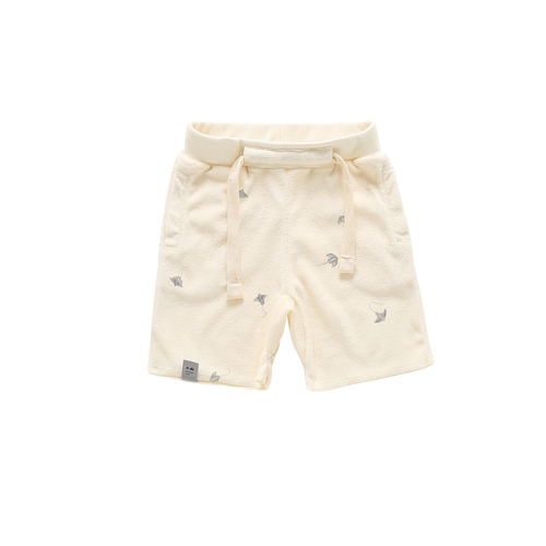 OMAMIMINI- CREAM PRINTED TERRY CLOTH SHORTS