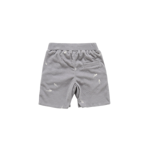 OMAMIMINI- GREY PRINTED TERRY CLOTH SHORTS
