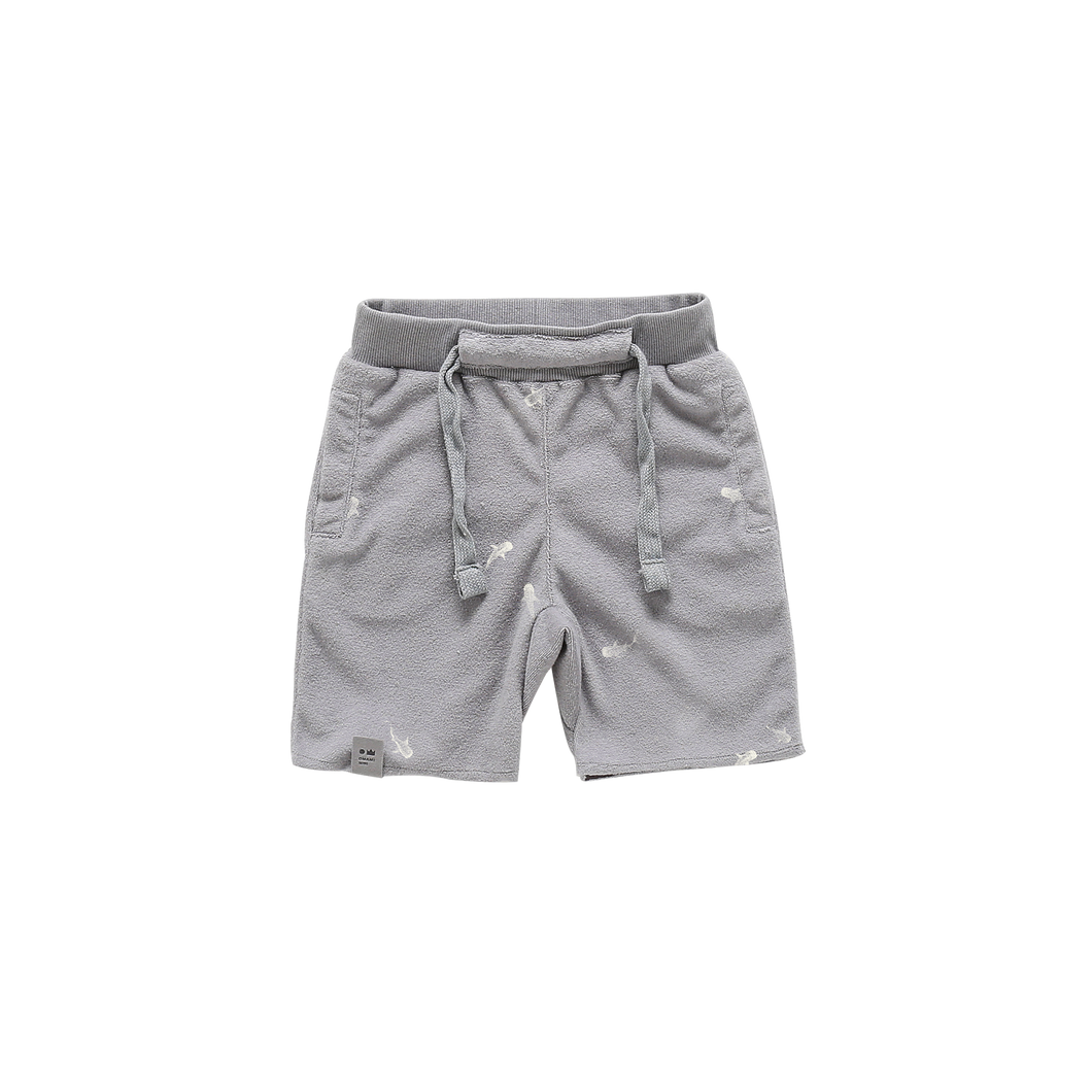 OMAMIMINI- GREY PRINTED TERRY CLOTH SHORTS