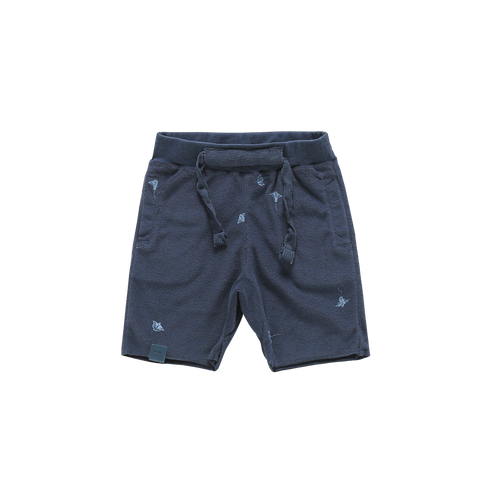 OMAMIMINI- NAVY PRINTED TERRY CLOTH SHORTS