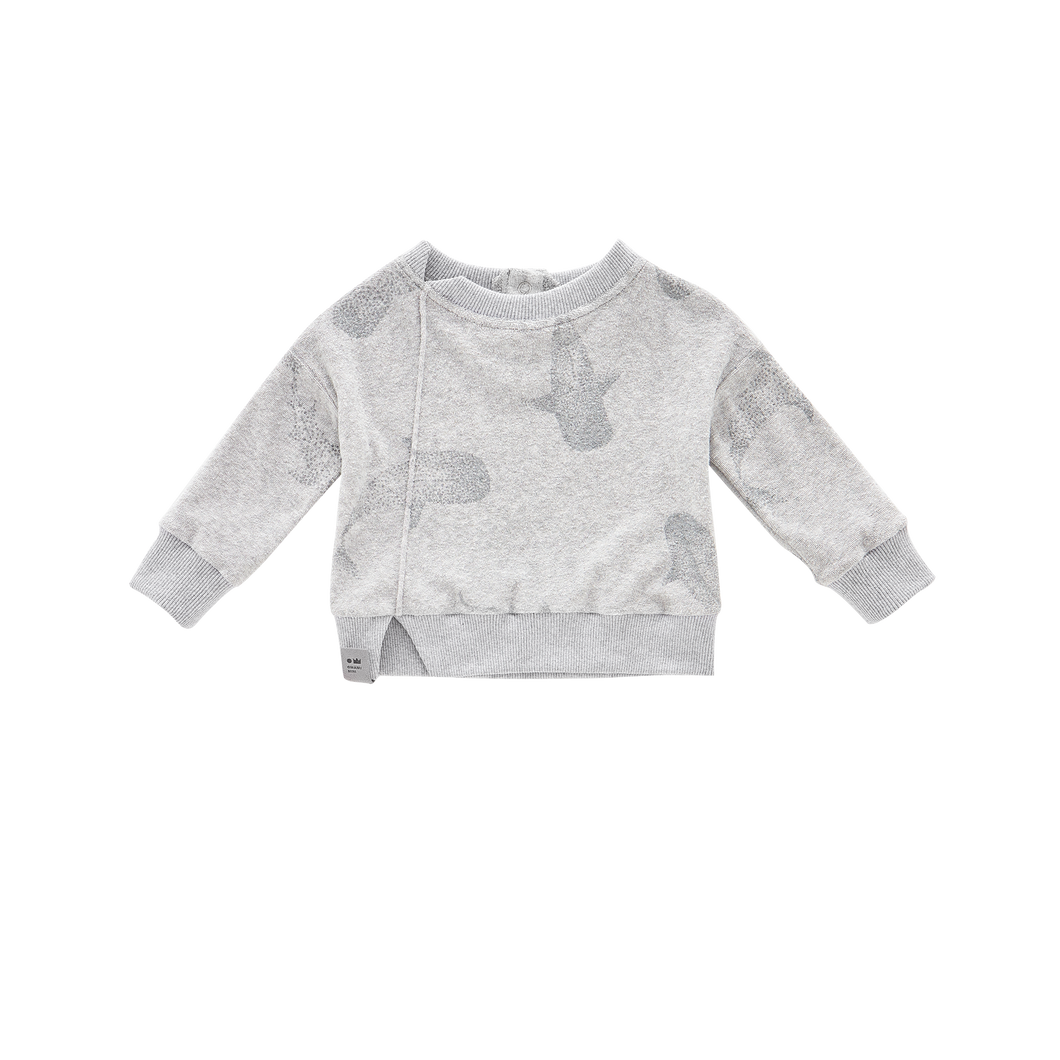 OMAMIMINI- BABY TERRY GREY WHALE SHARKS PRINT SWEATSHIRT