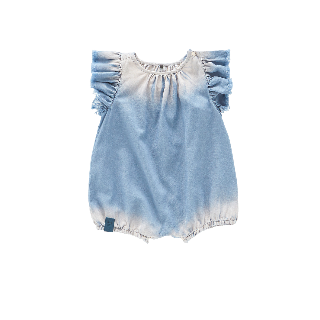 OMAMIMINI- BABY DENIM BUBBLE ROMPER CHAMBRAY