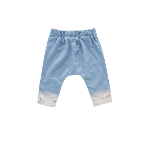 OMAMIMINI- BABY DENIM JOGGERS WITH FRONT PLEATS IN CHAMBRAY