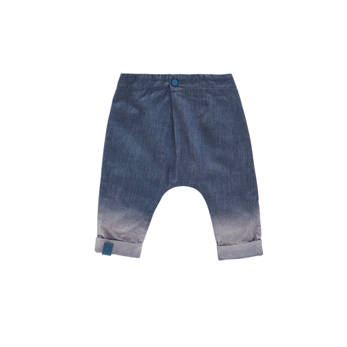 OMAMIMINI- BABY DENIM JOGGERS WITH FRONT PLEATS IN NAVY