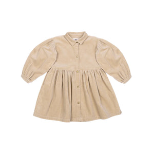 OMAMIMINI- GIRLS CORDUROY SHIRT DRESS IN BEIGE