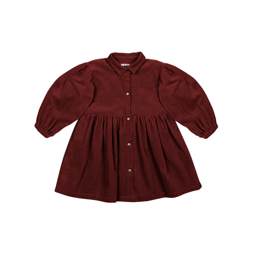 OMAMIMINI- GIRLS CORDUROY SHIRT DRESS IN MAROON