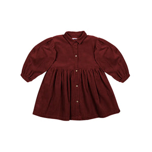 OMAMIMINI- GIRLS CORDUROY SHIRT DRESS IN MAROON
