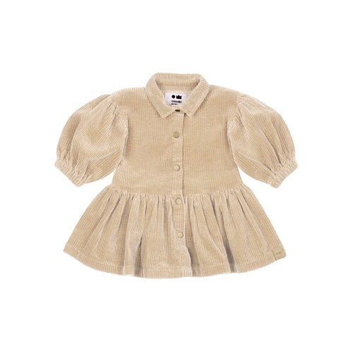 OMAMIMINI- BABY CORDUROY SHIRT DRESS IN BEIGE
