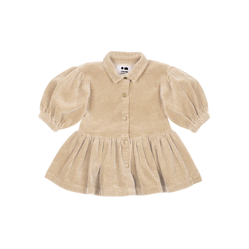 OMAMIMINI- BABY CORDUROY SHIRT DRESS IN BEIGE