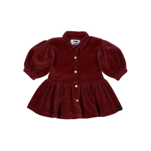OMAMIMINI- BABY CORDUROY SHIRT DRESS IN MAROON