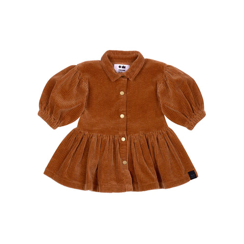 OMAMIMINI- BABY CORDUROY SHIRT DRESS IN RUST