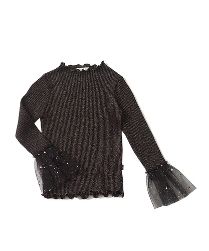 PETITE HAILEY- GLITTER TUTU SLEEVE TOP