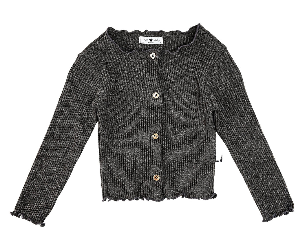 PETITE HAILEY- GLITTER CARDIGAN IN GOLD