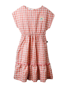 PETITE HAILEY- ORANGE CHECKER OVERSIZED DRESS