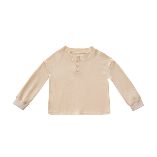 OMAMIMINI- Baby Long Sleeve Henley | Beige