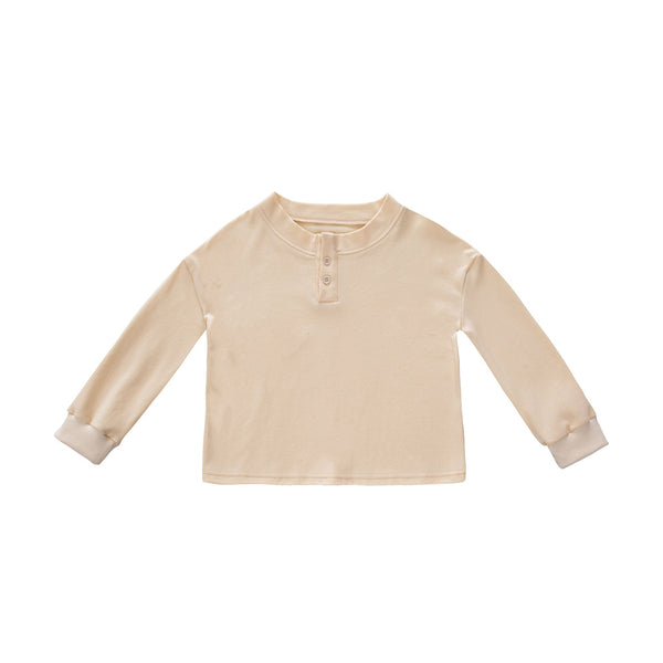 OMAMIMINI- Baby Long Sleeve Henley | Beige