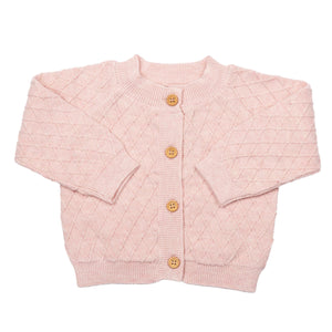 MIKI MIETTE- ROSE PINK KNIT CARDIGAN SWEATER