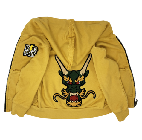WEE MONSTER- YELLOW DRAGON ZIP HOODIE- UNISEX FOR BOYS AND GIRLS