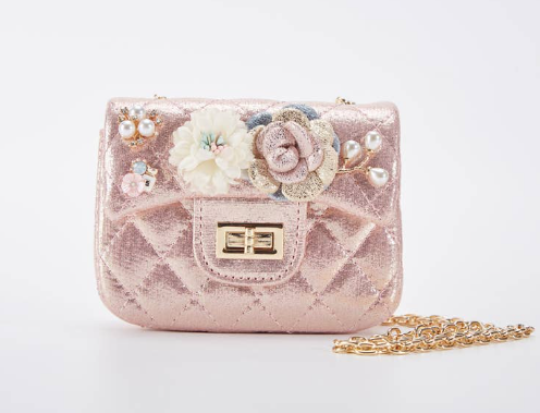 DOE A DEAR- PINK QUILTED GLITTER PURSE