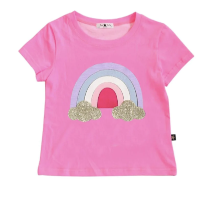 PETITE HAILEY - BASIC RAINBOW TEE PINK